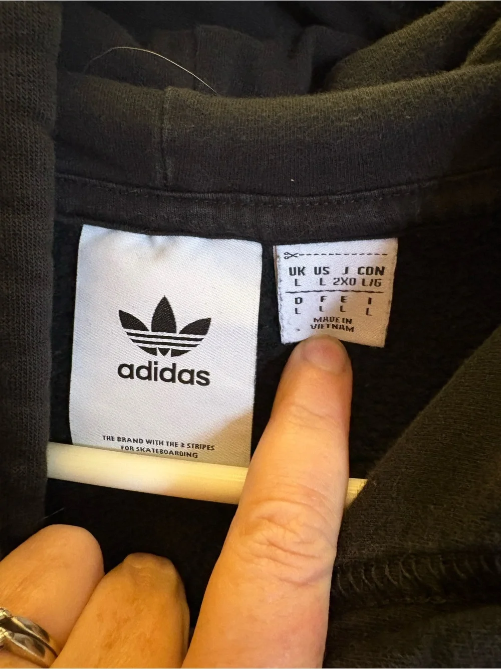 adidas Black Hoodie with White Trefoil Logo - Men's